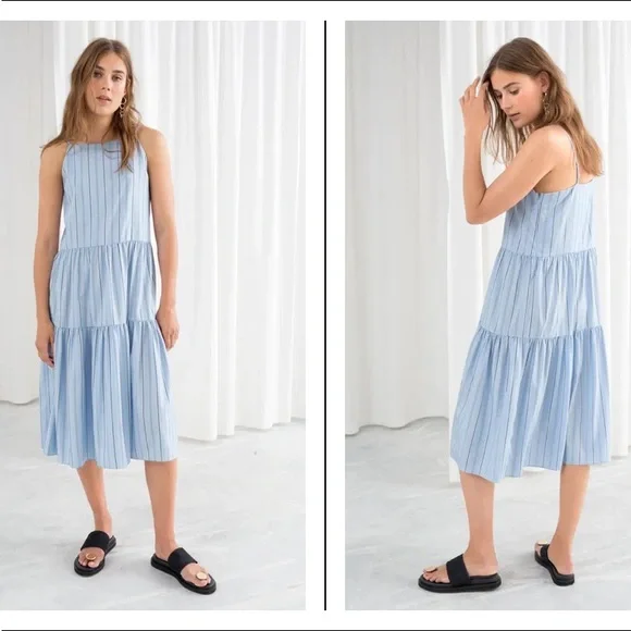 & Other Stories Blue Stripe Dress - Picture 2 of 12